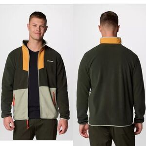 Columbia Sequoia Grove Full Zip Fleece Jacket Green Color Block Mens Size 4X New